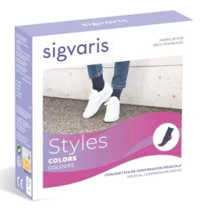 Sigvaris Styles Colors Chaussette Classe 2 Femme Noir/turquoise Long M