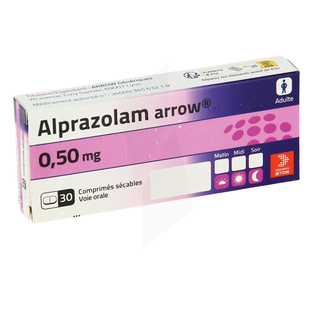 Alprazolam Arrow 0,50 Mg, Comprimé Sécable