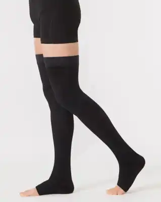 Sigvaris Dynaven Semi-opaque Fin Bas Auto-fixants Pied Ouvert Classe 2 Homme Noir Long S à Chambéry