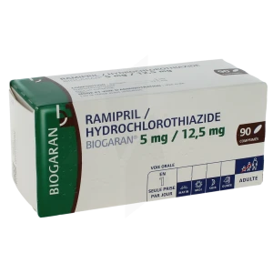 Ramipril / Hydrochlorothiazide Biogaran 5 Mg / 12,5 Mg, Comprimé