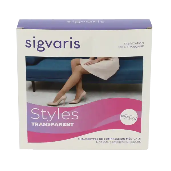 Sigvaris Styles Transparent Chaussettes  Femme Classe 2 Noir Medium Long