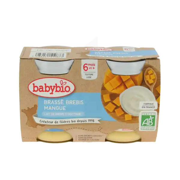 Babybio Alimentation Infantile Brassé Lait De Brebis Mangue 2pots/130g