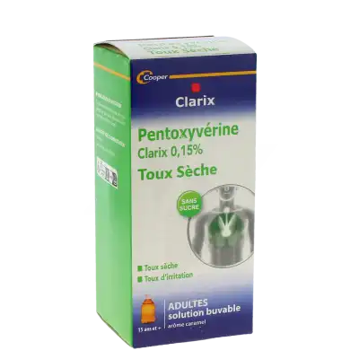 Pentoxyverine Clarix 0,15 % Adultes, Sirop à Genas