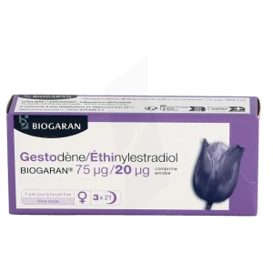 Gestodene/ethinylestradiol Biogaran 75 Microgrammes/20 Microgrammes, Comprimé Enrobé