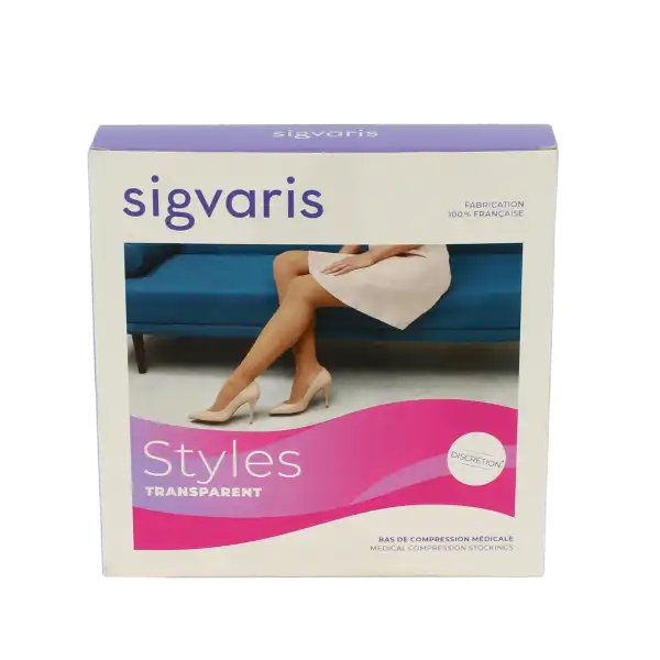 Sigvaris Styles Transparent Bas Auto-fixants  Femme Classe 2 Beige 120 Small Normal