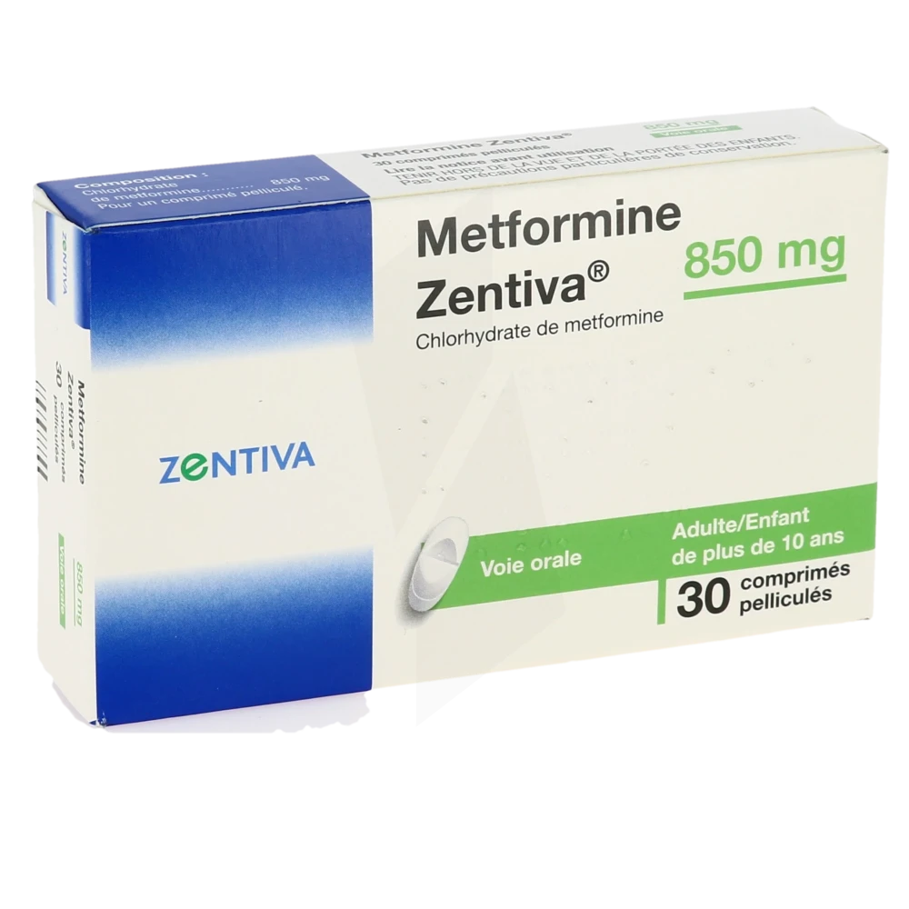 Metformine Zentiva 850 Mg, Comprimé Pelliculé