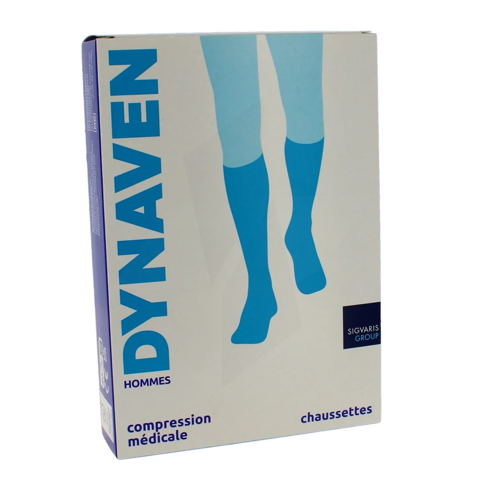 Sigvaris Dynaven Semi-opaque Fin Chaussette Classe 2 Homme Marine Long S