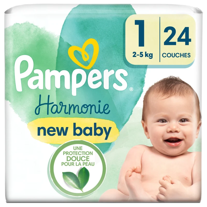 Pampers Harmonie Couche taille 1 : 2 -5kg - 80 Couches