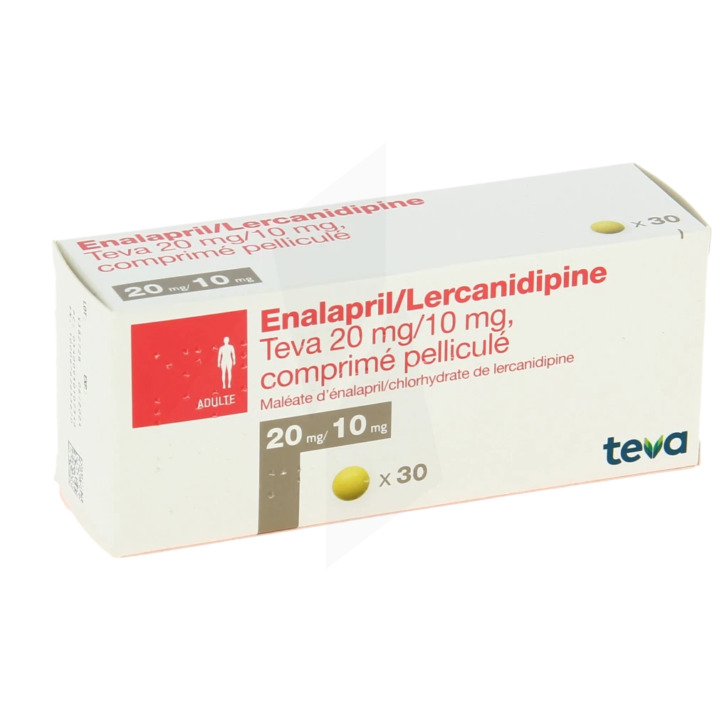 Enalapril/lercanidipine Teva 20 Mg/10 Mg, Comprimé Pelliculé