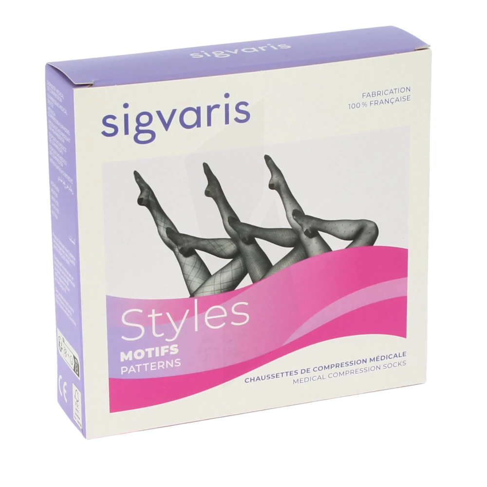 Sigvaris Styles Motifs Plumetis Chaussette Classe 2 Femme Noir Normal M