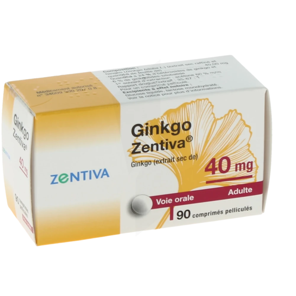 Ginkgo Zentiva 40 Mg, Comprimé Pelliculé