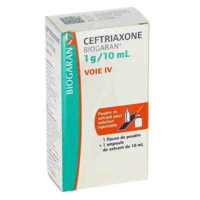 Ceftriaxone Biogaran 1 G/10 Ml, Poudre Et Solvant Pour Solution Injectable (iv) à Lavernose-Lacasse
