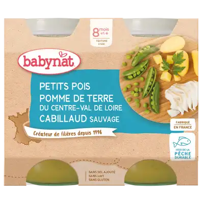 Babybio Alimentation Infantile Petits Pois Pomme De Terre Cabillaud 2pots/200g à Beaujeu-Saint-Vallier-Pierrejux-et-Quitteur