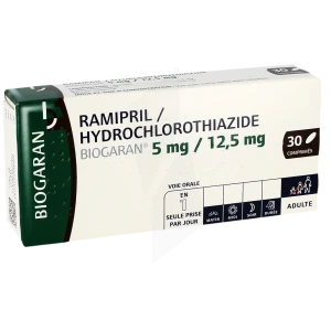 Ramipril / Hydrochlorothiazide Biogaran 5 Mg / 12,5 Mg, Comprimé
