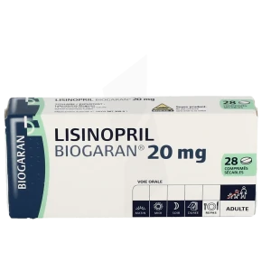 Lisinopril Biogaran 20 Mg, Comprimé Sécable