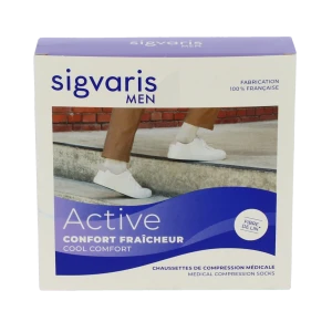 Sigvaris Active Confort FraÎcheur Chaussettes  Homme Classe 2 Écru Medium Normal