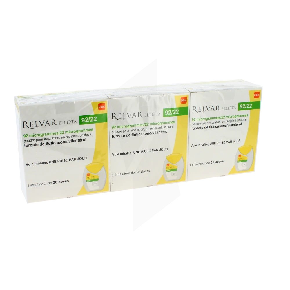 Relvar Ellipta 92 Microgrammes/22 Microgrammes, Poudre Pour Inhalation, En Récipient Unidose