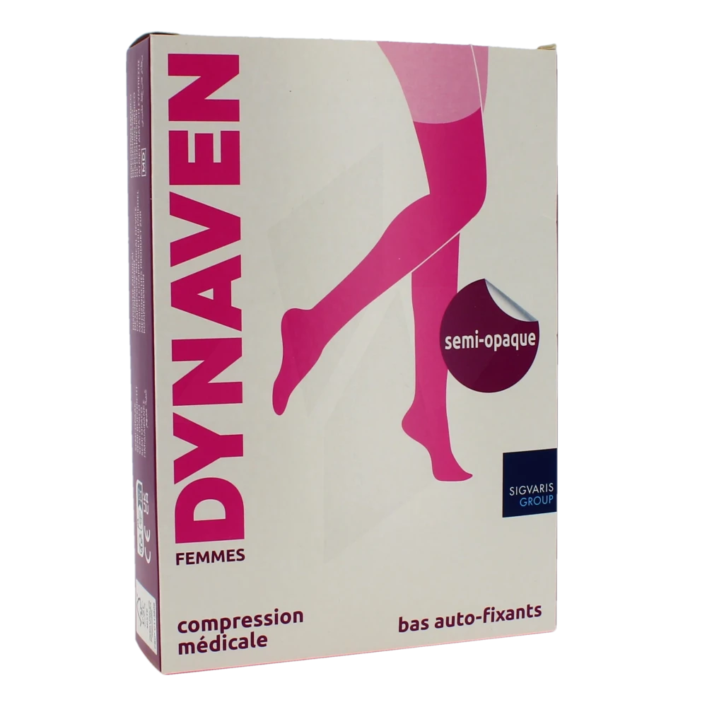Sigvaris Dynaven Semi-opaque Bas Auto-fixant Classe 2 Femme Marine Normal S