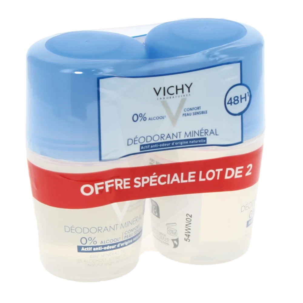 Vichy Déodorant Minéral Déodorant Minéral 48h Actif Anti-odeur D'origine Naturelle 2roll-on/50ml