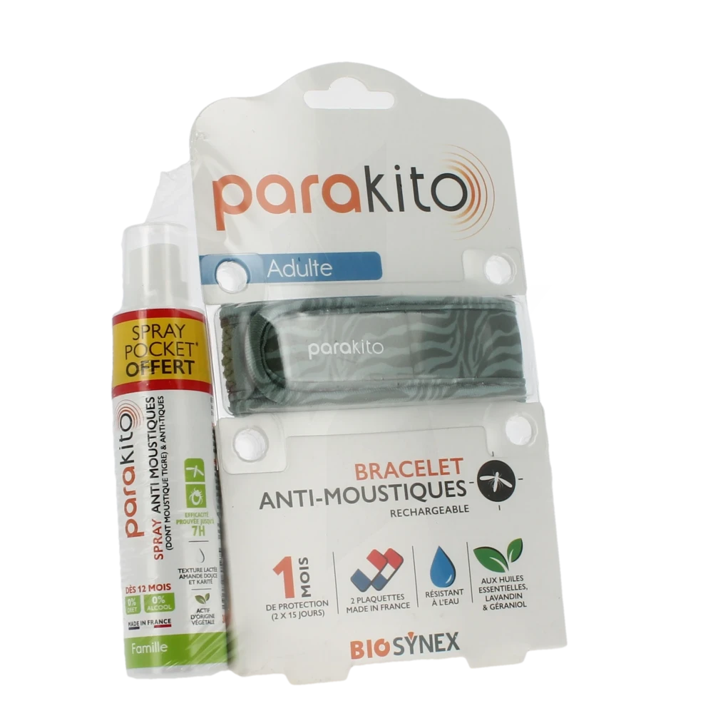Parakito Bracelet Anti-moustique Adulte Jungle +spray Offert 30ml