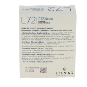 Lehning L72 Comprimés Orodispersibles Plq Pvc/pvdc/alu/100