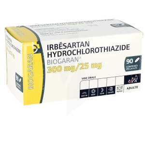 Irbesartan/hydrochlorothiazide Biogaran 300 Mg/25 Mg, Comprimé Pelliculé