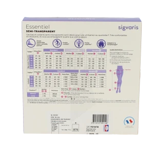 Sigvaris Essentiel Semi-transparent Bas Auto-fixants Po Femme Classe 2 Noir Medium Normal