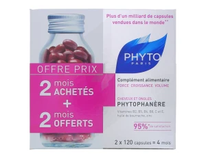 Phytophanere Force Croissance Volume Complement Alimentaire Phyto 120 Capsules X 2
