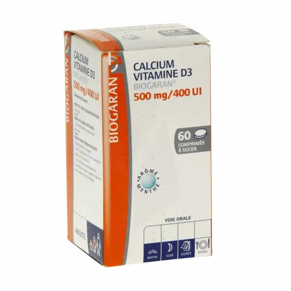 Calcium Vitamine D3 Biogaran 500 Mg/400 Ui, Comprimé à Sucer