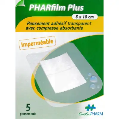 Pharfilm Plus Pansement Adhésif Transparent 8x10cm B/5 à Fronton