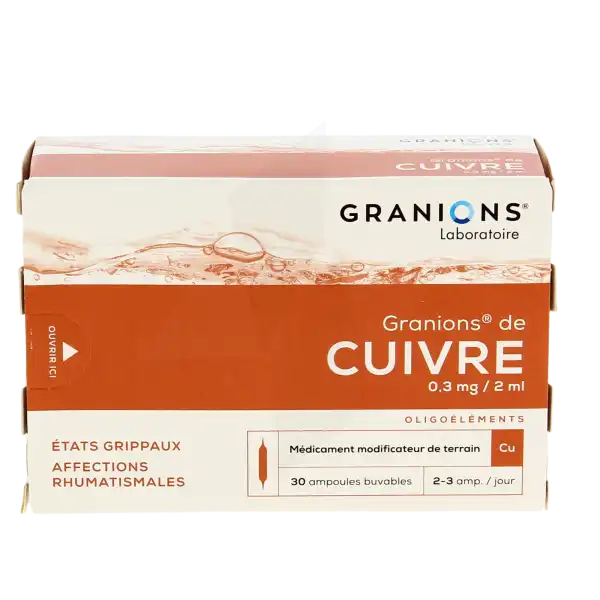 Granions De Cuivre 0,3 Mg/2 Ml Solution Buvable 30 Ampoules/2ml