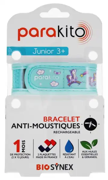 Parakito Junior 1 Bracelet Rechargeable Anti-moustique Licornes B/2