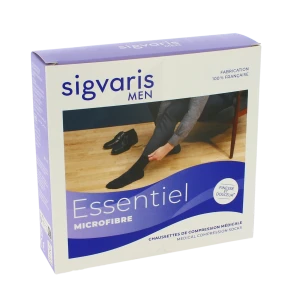 Sigvaris Essentiel Microfibre Chaussettes  Homme Classe 2 Noir Small Normal