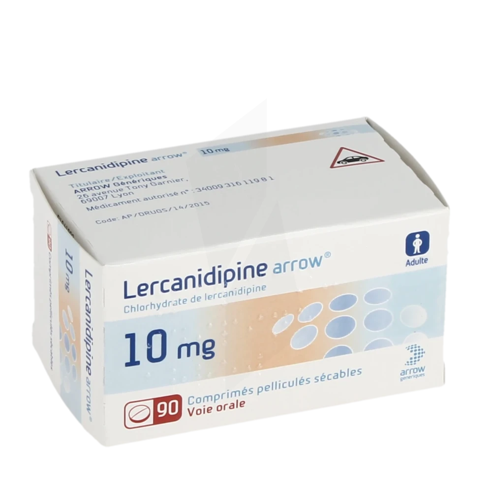 Lercanidipine Arrow 10 Mg, Comprimé Pelliculé Sécable