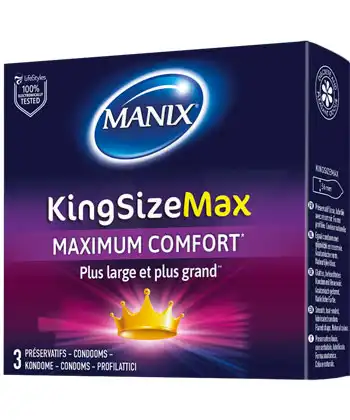 Manix King Size Max Préservatifs Lubrifiés Avec Réservoir B/3