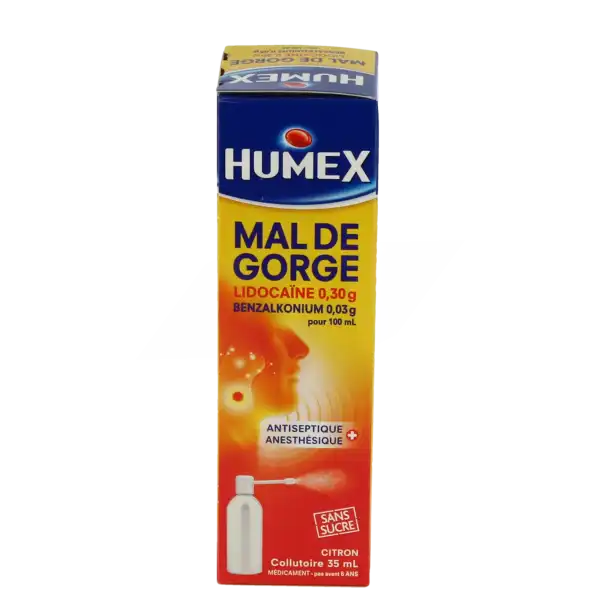 Humex Mal De Gorge Lidocaine/benzalkonium 0,30 G/0,03 G Pour 100 Ml, Collutoire, Flacon Pressurisé