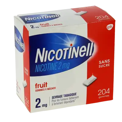 NICOTINELL FRUIT 2 mg SANS SUCRE, gomme à mâcher médicamenteuse