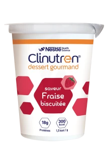 Clinutren Dessert Gourmand Nutriment Fraise Biscuitée 4 Cups/200g