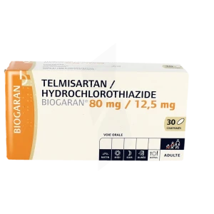 Telmisartan/hydrochlorothiazide Biogaran 80 Mg/12,5 Mg, Comprimé