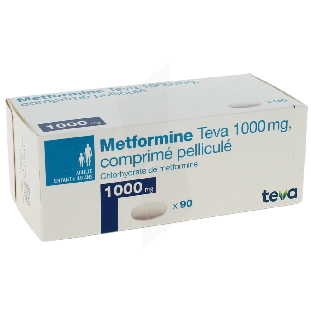 Metformine Teva 1000 Mg, Comprimé Pelliculé