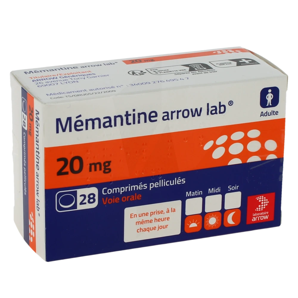 Memantine Arrow Lab 20 Mg, Comprimé Pelliculé
