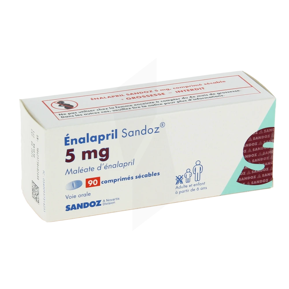 Enalapril Sandoz 5 Mg, Comprimé Sécable