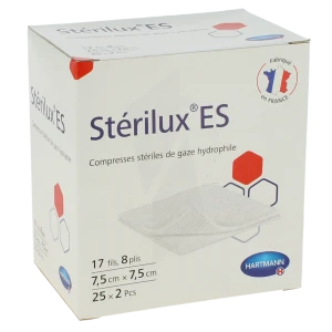 Sterilux Es Compr Gaze Stérile 7,5x7,5cm 25sach/2