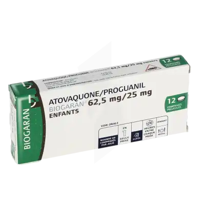 Atovaquone/proguanil Biogaran 62,5 Mg/25 Mg Enfants, Comprimé Pelliculé à LE LAVANDOU