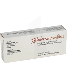 Belaracontinu 0,03 Mg/2 Mg, Comprimé Pelliculé