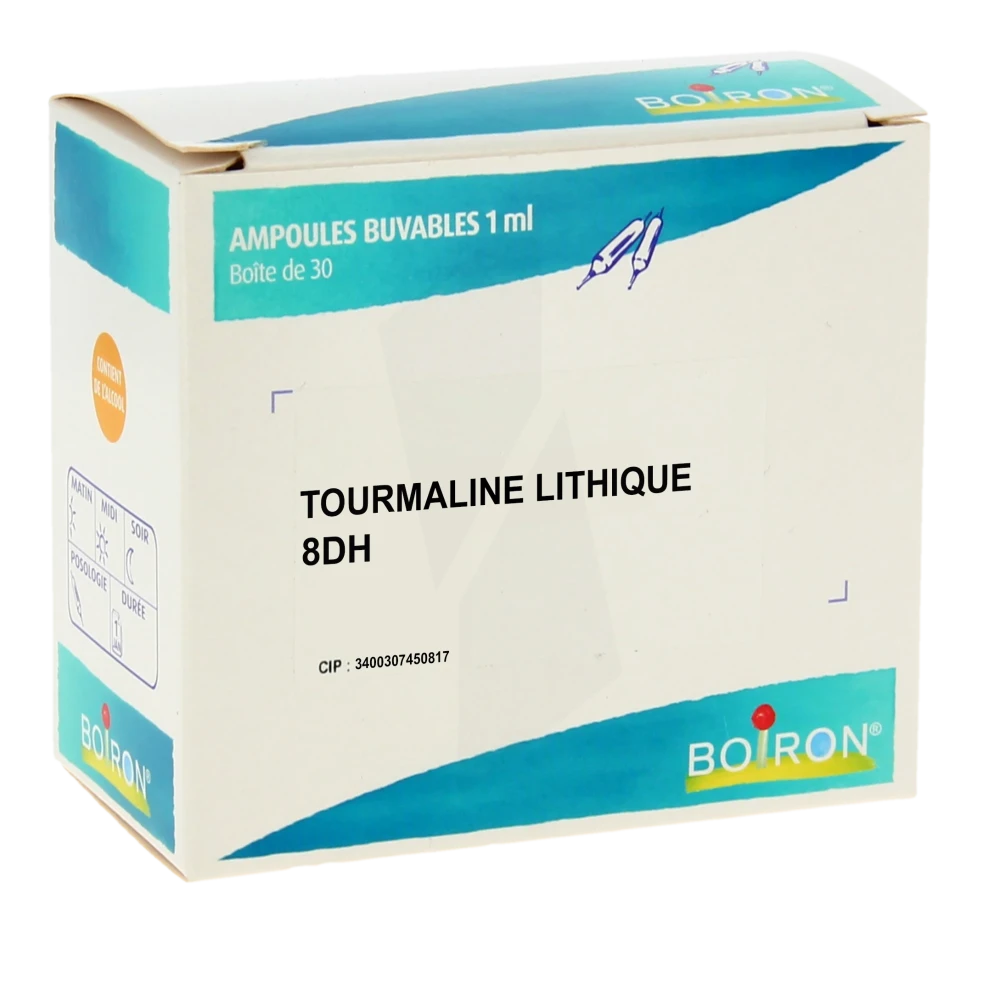 Boiron Tourmaline Lithique 8dh Solution Buvable En Ampoules Boîte De 30 Ampoules