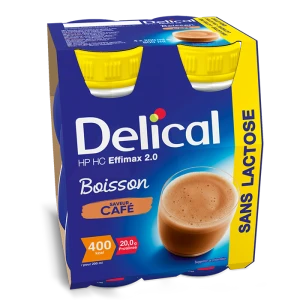 Delical Effimax Boisson Hp Hc Sans Lactose Sans Fibres Nutriment Café 4 Bouteilles/200ml