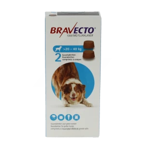 Bravecto 1000 Mg Comprimes A Croquer Pour Chiens De Grande Taille (>20-40 Kg), Comprimé à Croquer