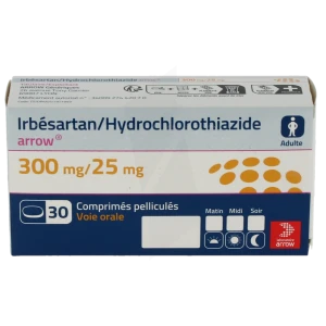 Irbesartan/hydrochlorothiazide Arrow 300 Mg/25 Mg, Comprimé Pelliculé
