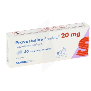 Pravastatine Sandoz 20 Mg, Comprimé Sécable